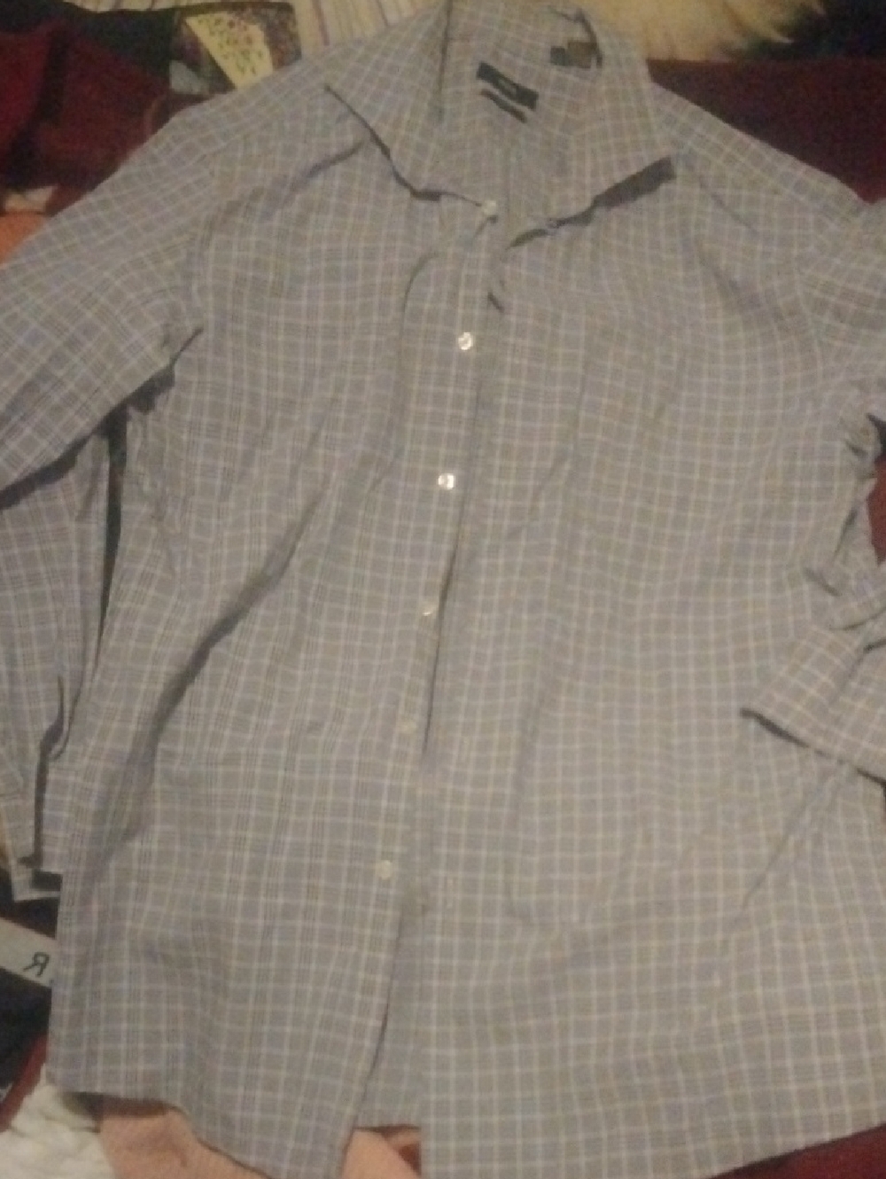Boss Light Blue Checked Dress Shirt Size Large